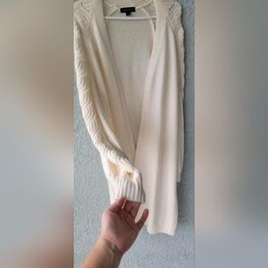 Ann Taylor Elegant Cream Women's Open Long Cardigan